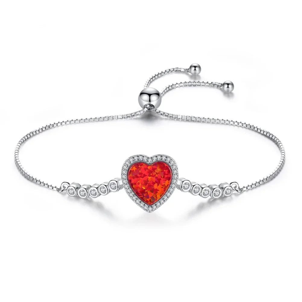 Red Ruby Heart Bracelet For Women