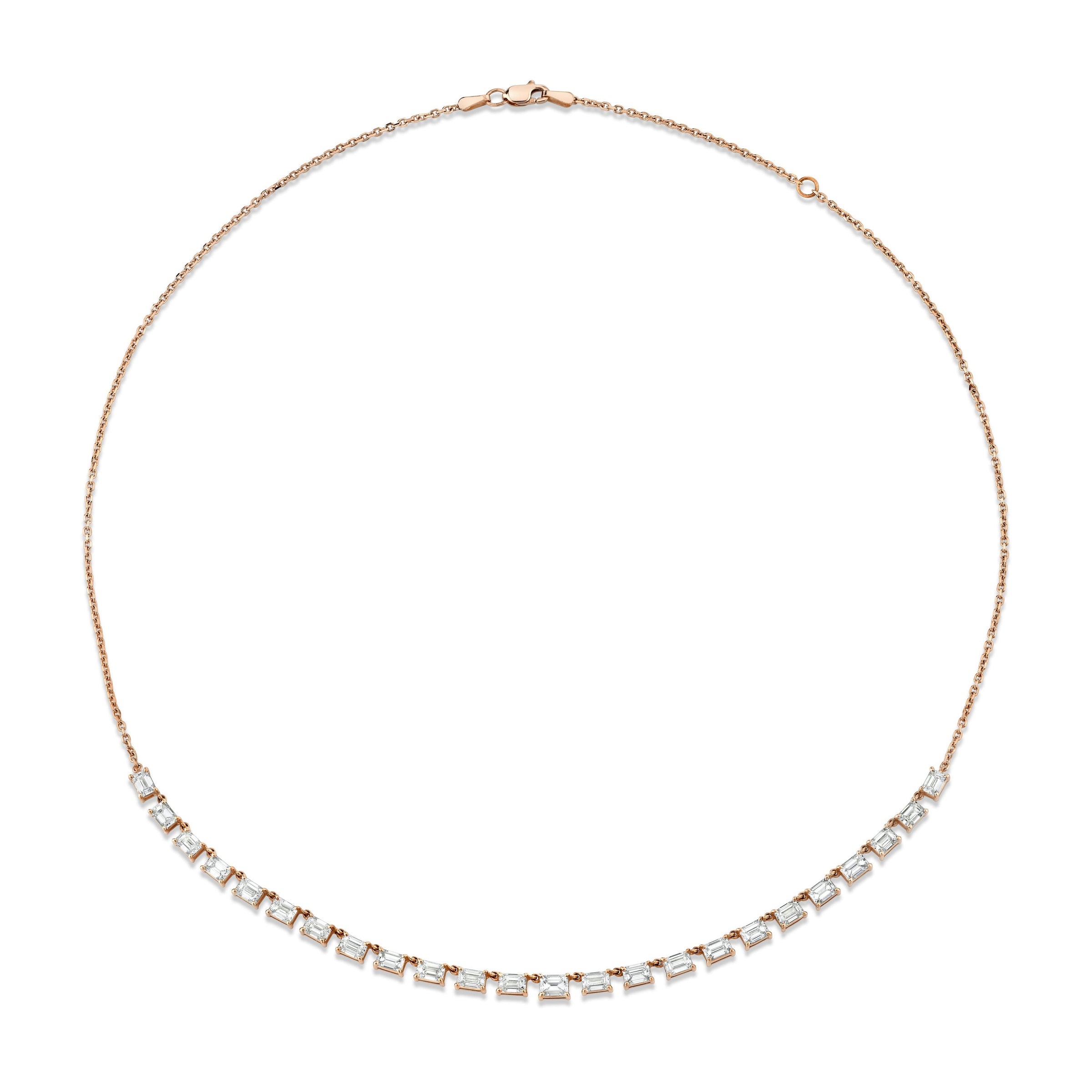 Floating Emerald Cut Diamond Necklace