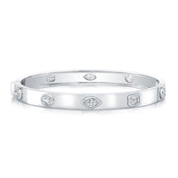 Fancy Shape Diamonds in 18k White Gold Hinged Bangle