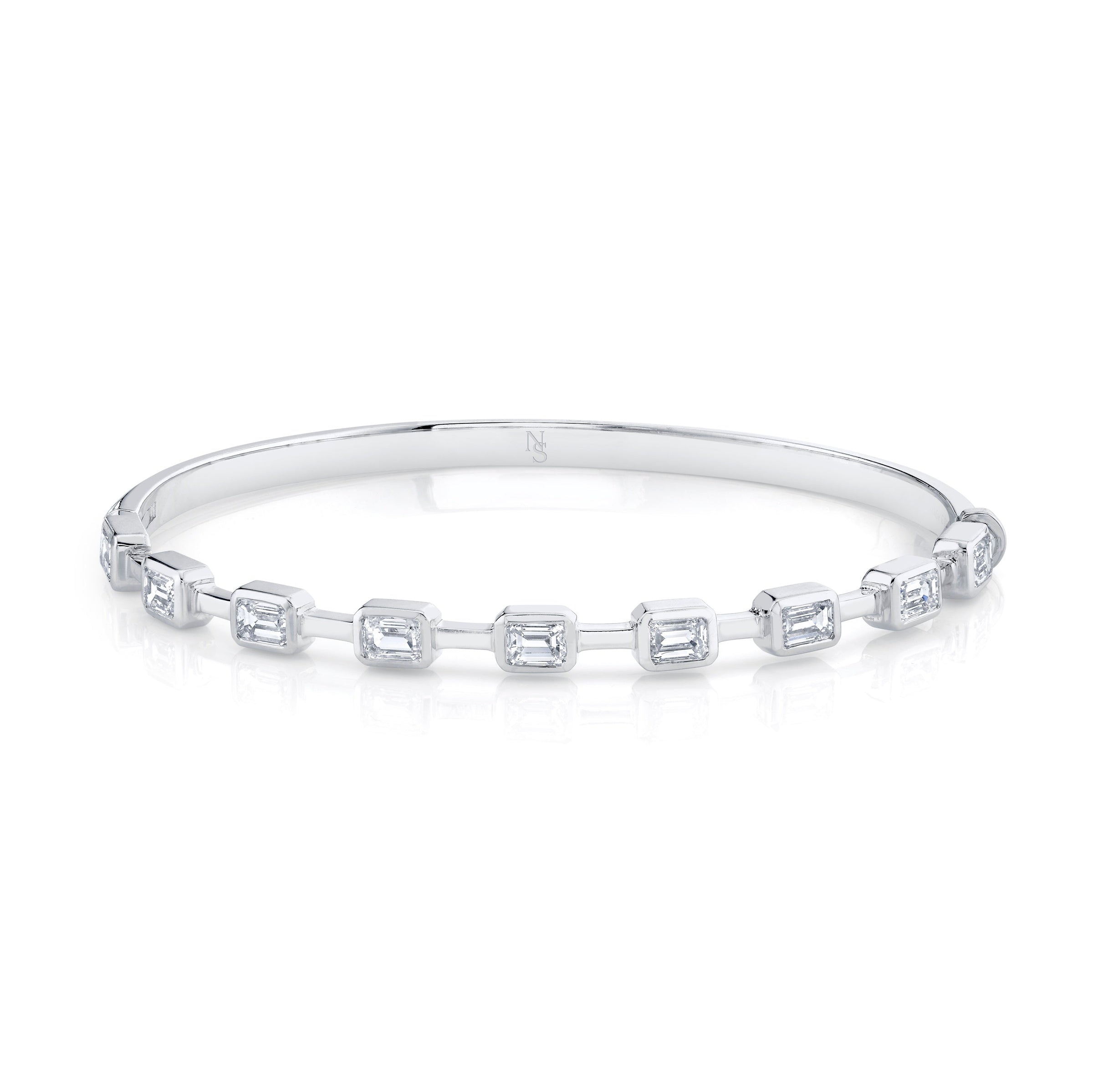 Hinged Bangle with Bezel-Set Emerald Cut Diamonds