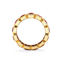 Emerald Cut Ruby Bezel Set Eternity Band