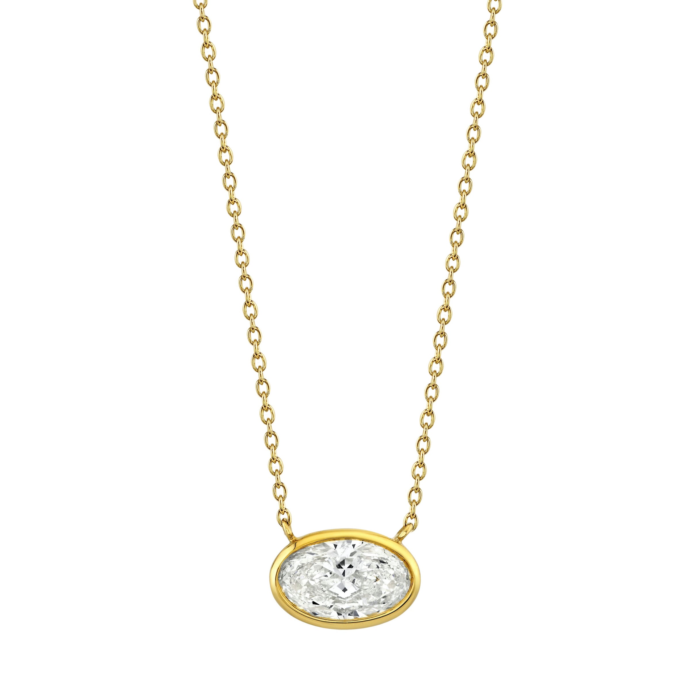 Oval Cut Diamond Bezel Pendant