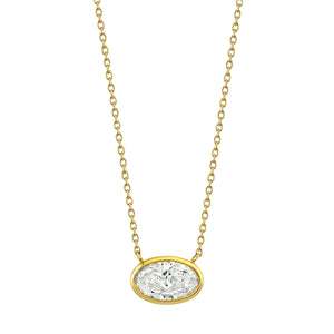Oval Cut Diamond Bezel Pendant