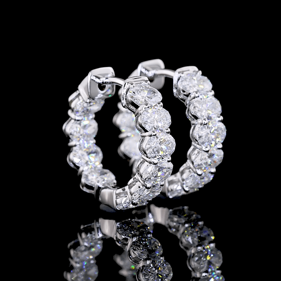 1.9 Carat Oval Lab Grown Diamond Huggie Earrings