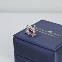 1.00ct Red Ruby Fashion Ring in 18k White Gold, RN-172000-1