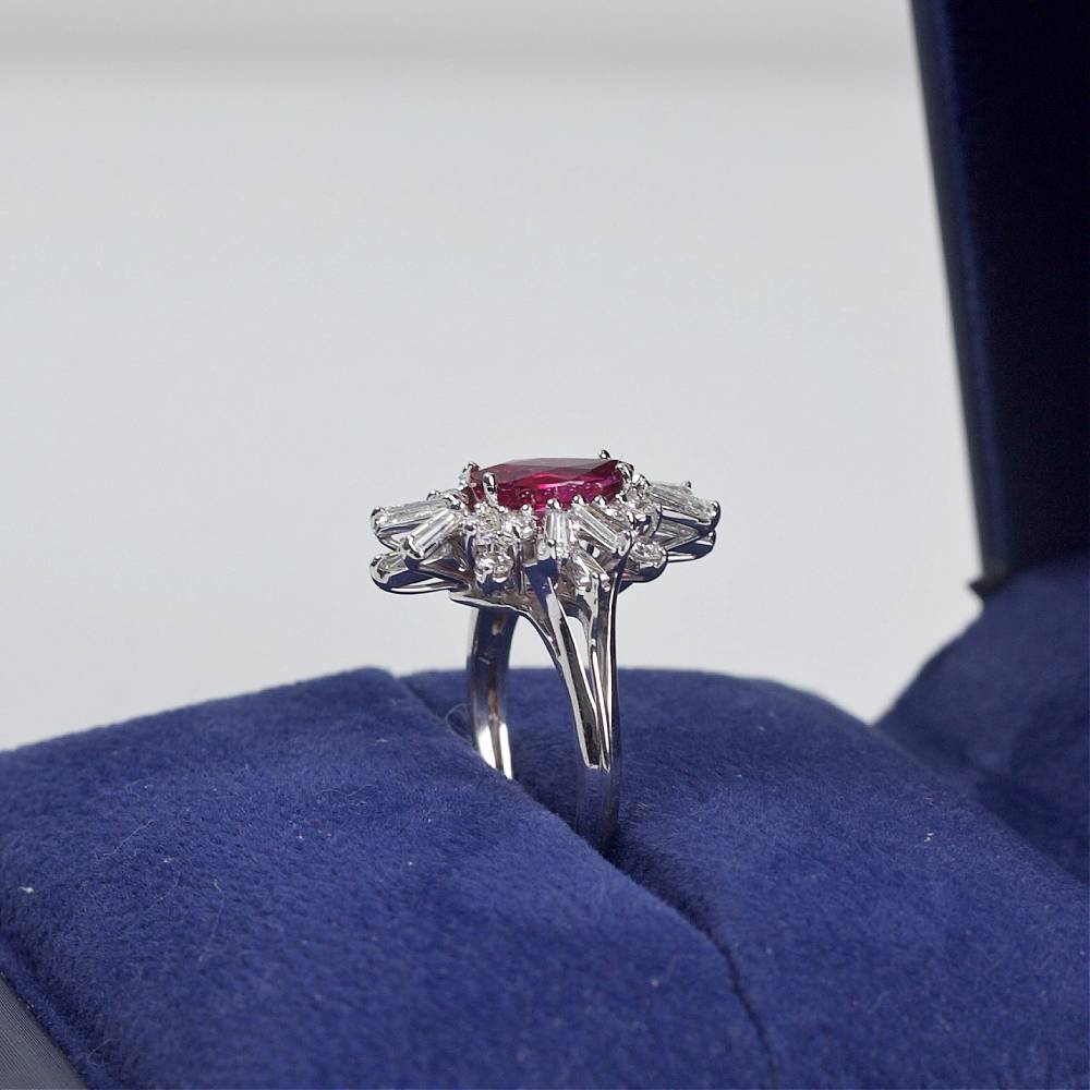 1.00ct Red Ruby Fashion Ring in 18k White Gold, RN-172000-1