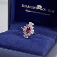 1.00ct Red Ruby Fashion Ring in 18k White Gold, RN-172000-1