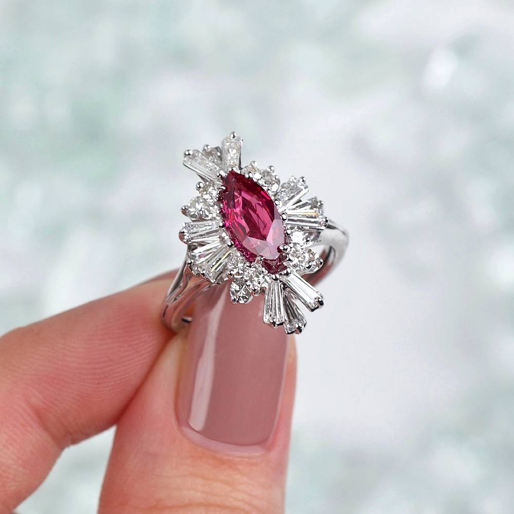 1.00ct Red Ruby Fashion Ring in 18k White Gold, RN-172000-1