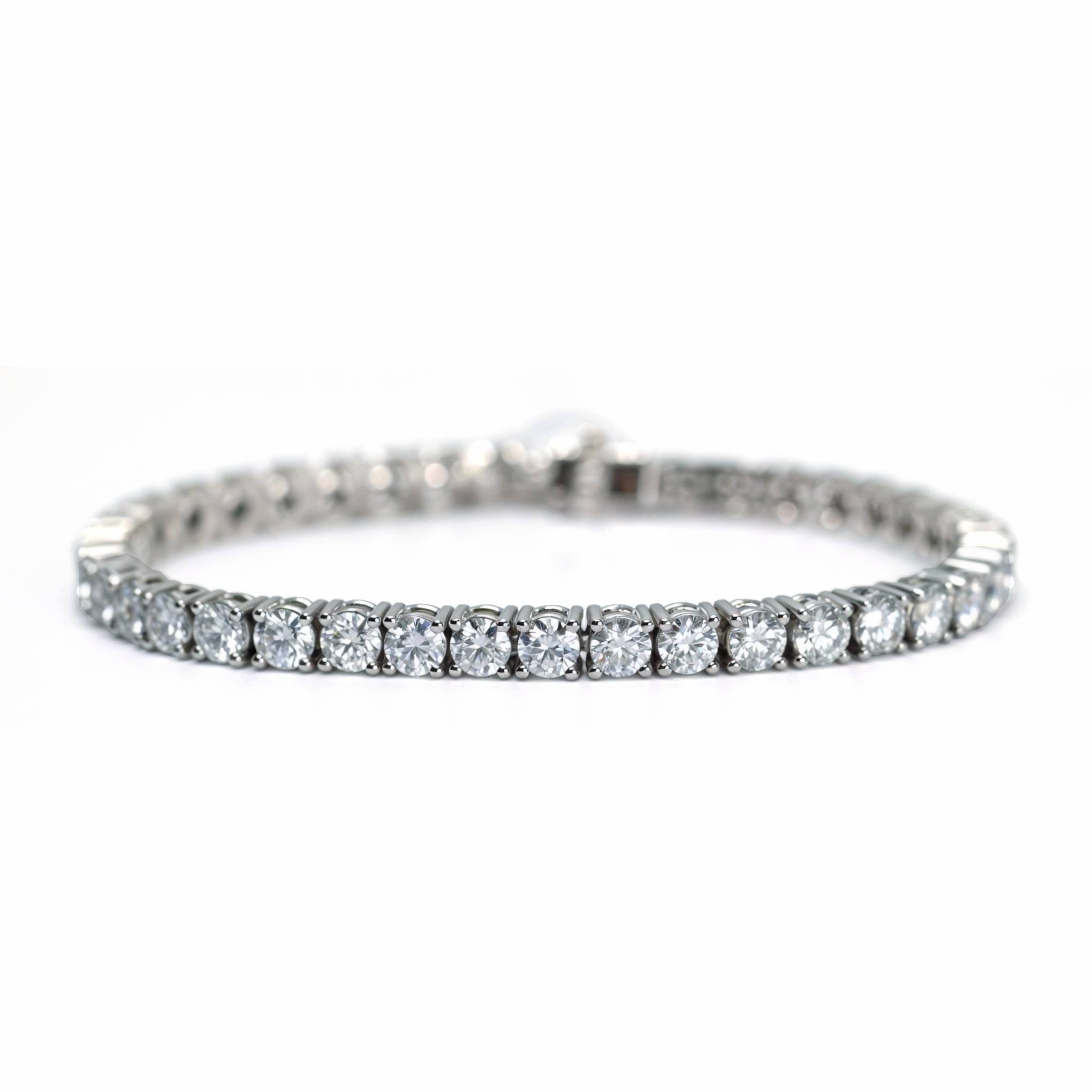 10.00ct. Diamond Tennis Bracelet Set In 14K White Gold, Round Cut , Lab Grown