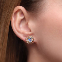 Solstice Moonstone and Diamond Stud Earrings