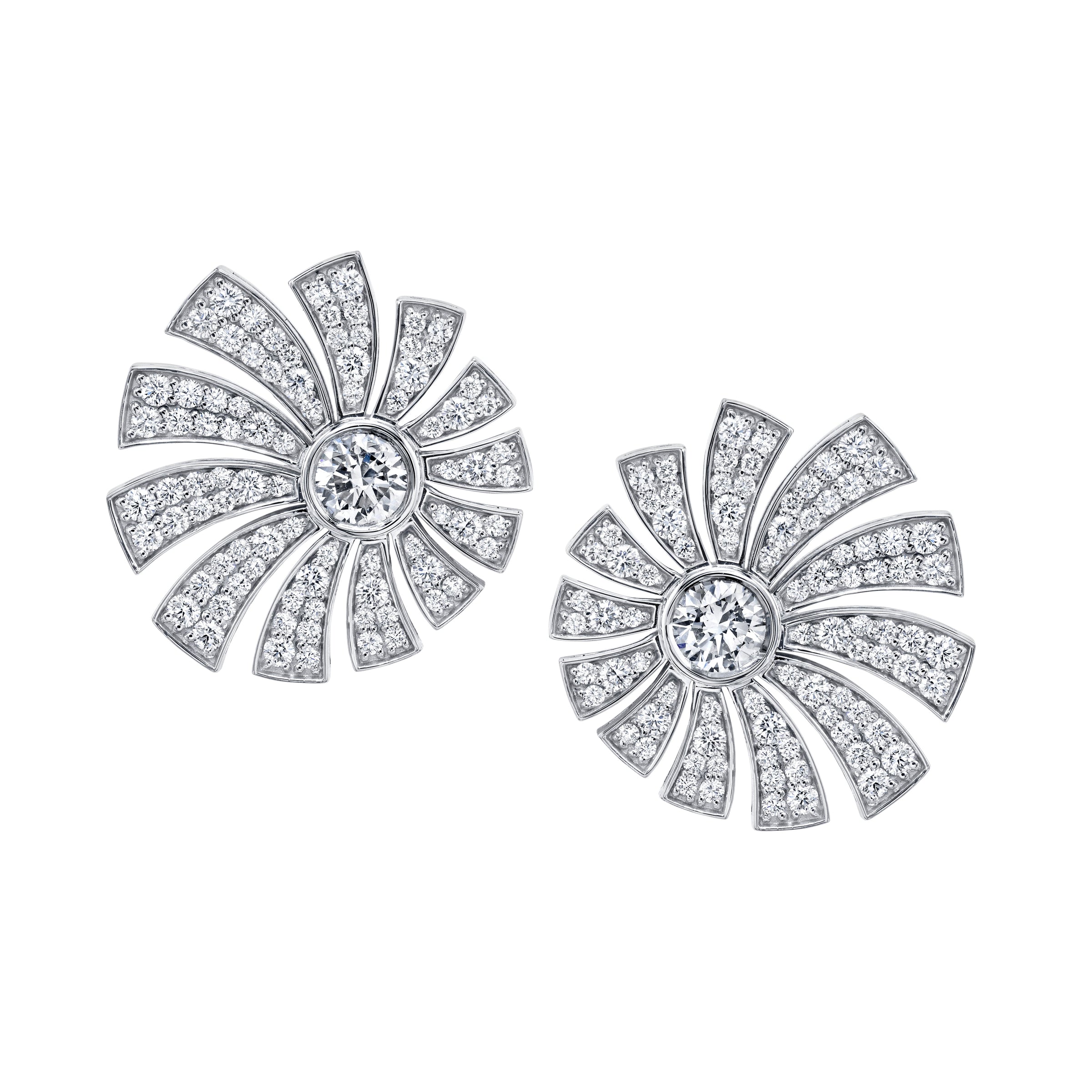 Pave Swirl Diamond Stud Earrings