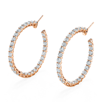 Signature Round Diamond Hoops in Rose Gold - Large