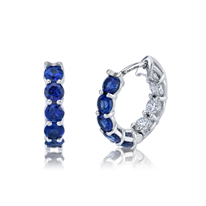 3 Carat Diamond and Sapphire Huggies in 18K white gold