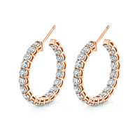 Signature Round Diamond Hoops in Rose Gold - Large