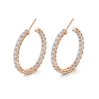 Signature Round Diamond Hoops in Rose Gold - Large