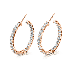 Signature Round Diamond Hoops in Rose Gold - Large