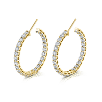 Signature Round Diamond Hoops in Yellow Gold - Large