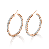 Signature Round Diamond Hoops in Rose Gold - Large