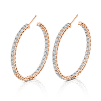 Signature Round Diamond Hoops in Rose Gold - Large