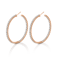Signature Round Diamond Hoops in Rose Gold - Large
