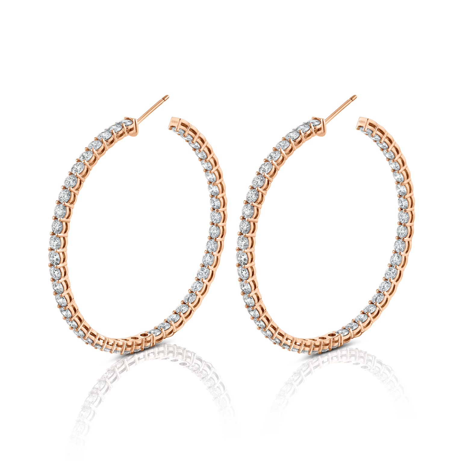 Signature Round Diamond Hoops in Rose Gold - Large