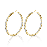 Signature Round Diamond Hoops in Yellow Gold - Large