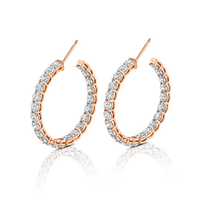 Signature Round Diamond Hoops in Rose Gold - Large