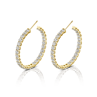 Signature Round Diamond Hoops in Yellow Gold - Large
