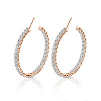 Signature Round Diamond Hoops in Rose Gold - Large