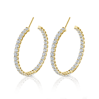 Signature Round Diamond Hoops in Yellow Gold - Large