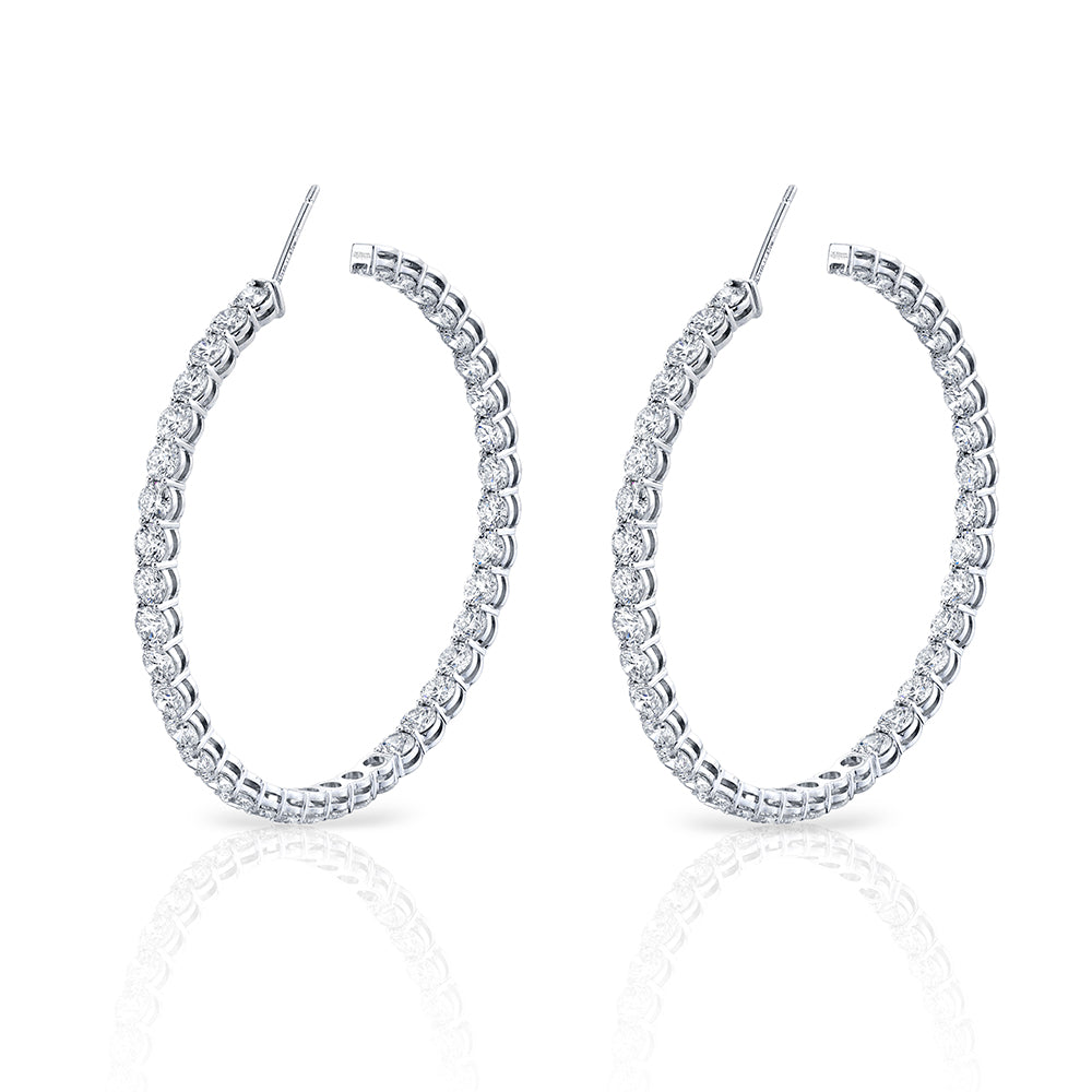 Signature Round Diamond Hoops - Large
