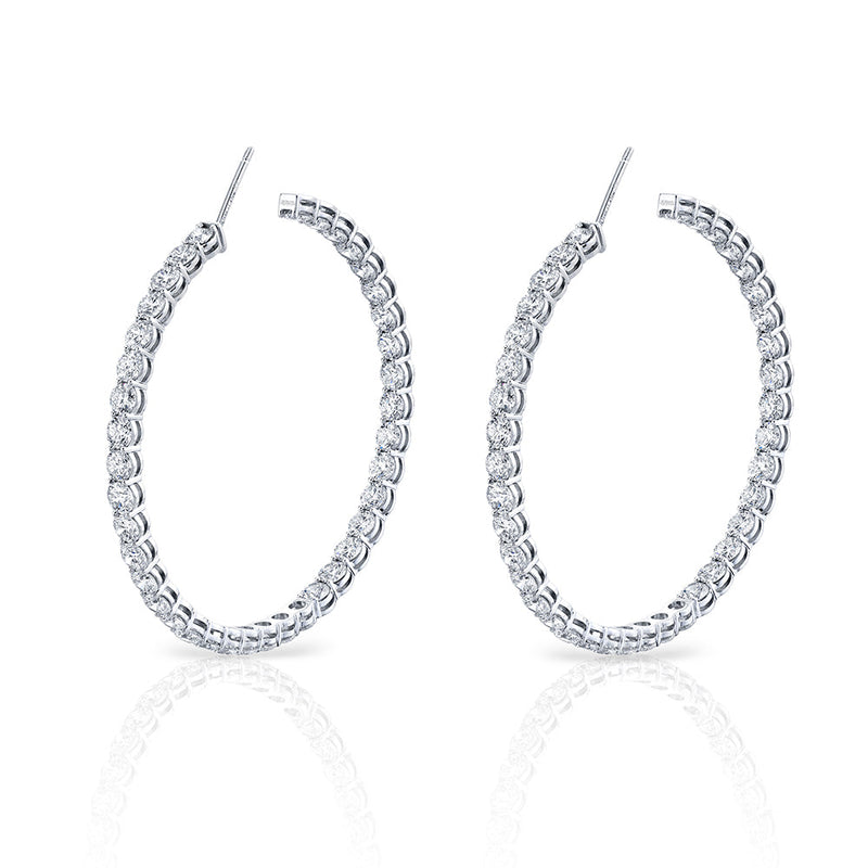 Signature Round Diamond Hoops - Large