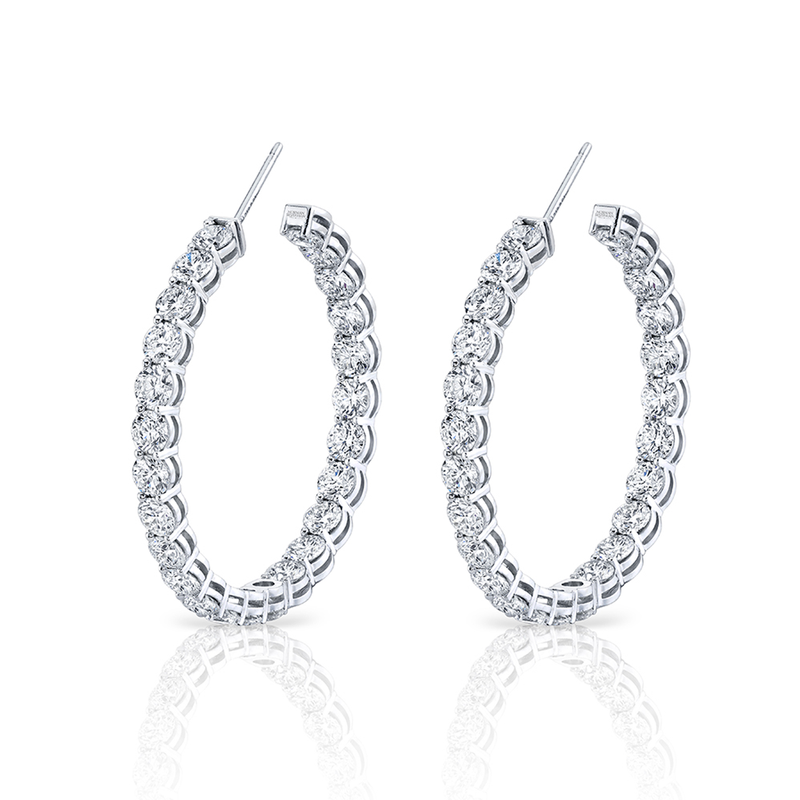 Signature Round Diamond Hoops - Large
