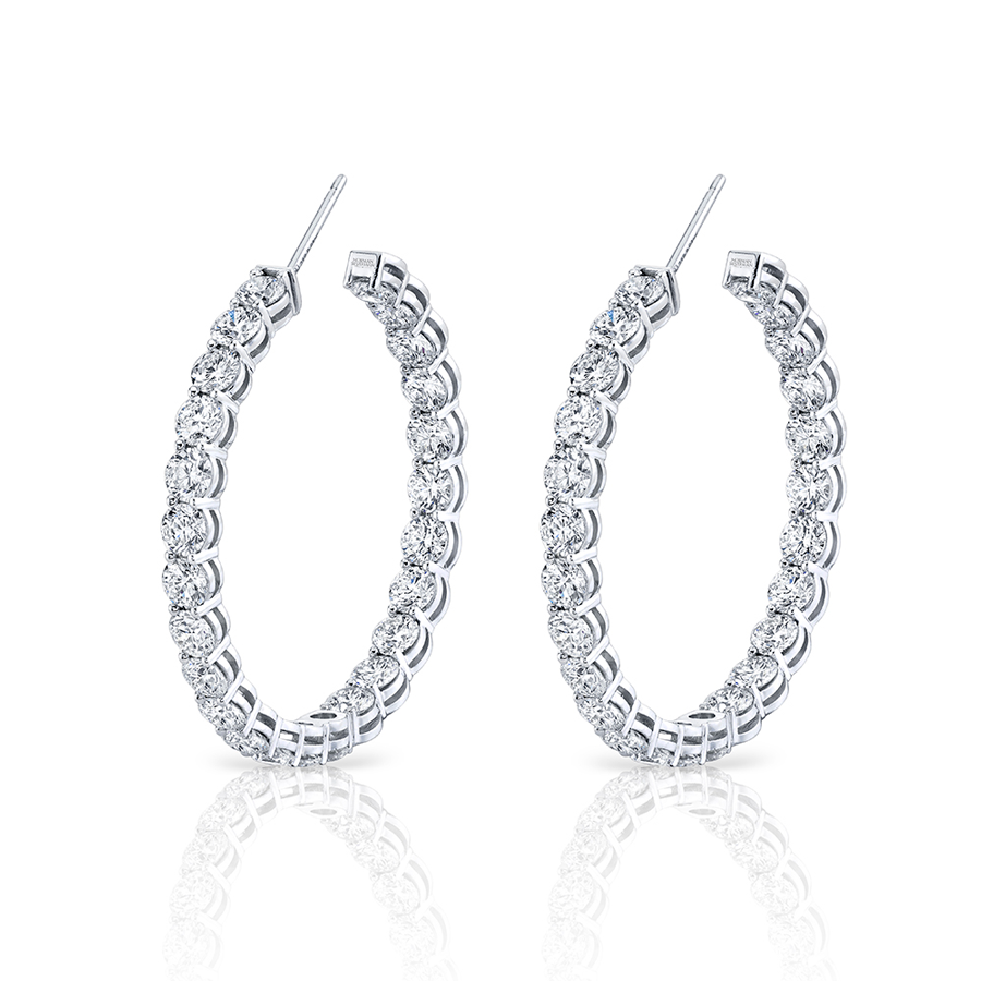 Signature Round Diamond Hoops - Large