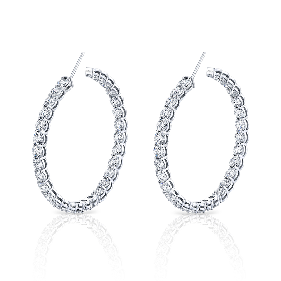 Signature Round Diamond Hoops - Large