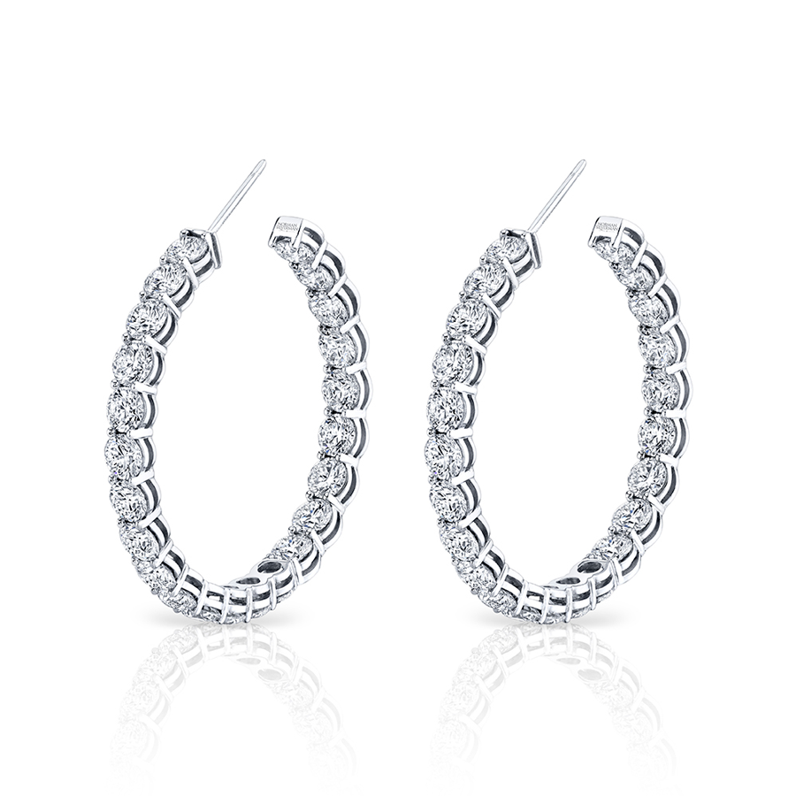 Signature Round Diamond Hoops - Large