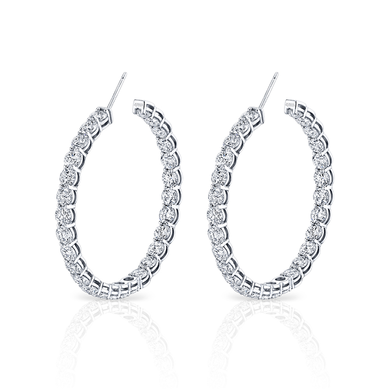 Signature Round Diamond Hoops - Large