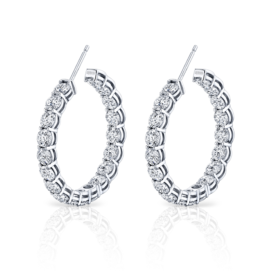 Signature Round Diamond Hoops - Large
