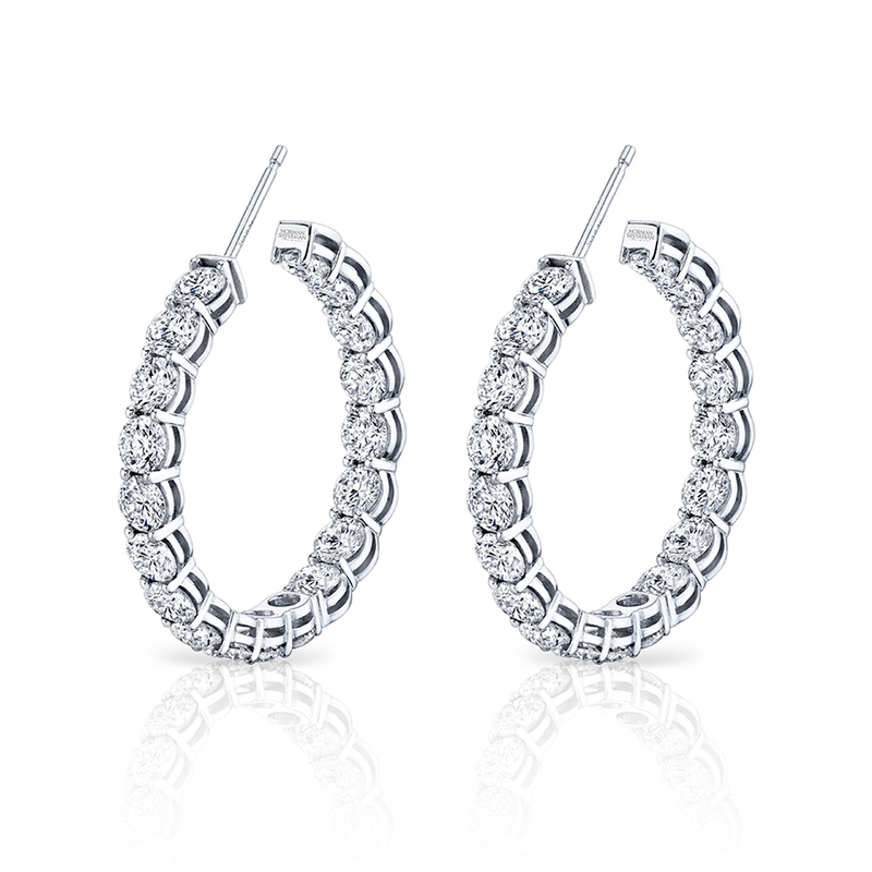 Signature Round Diamond Hoops - Large