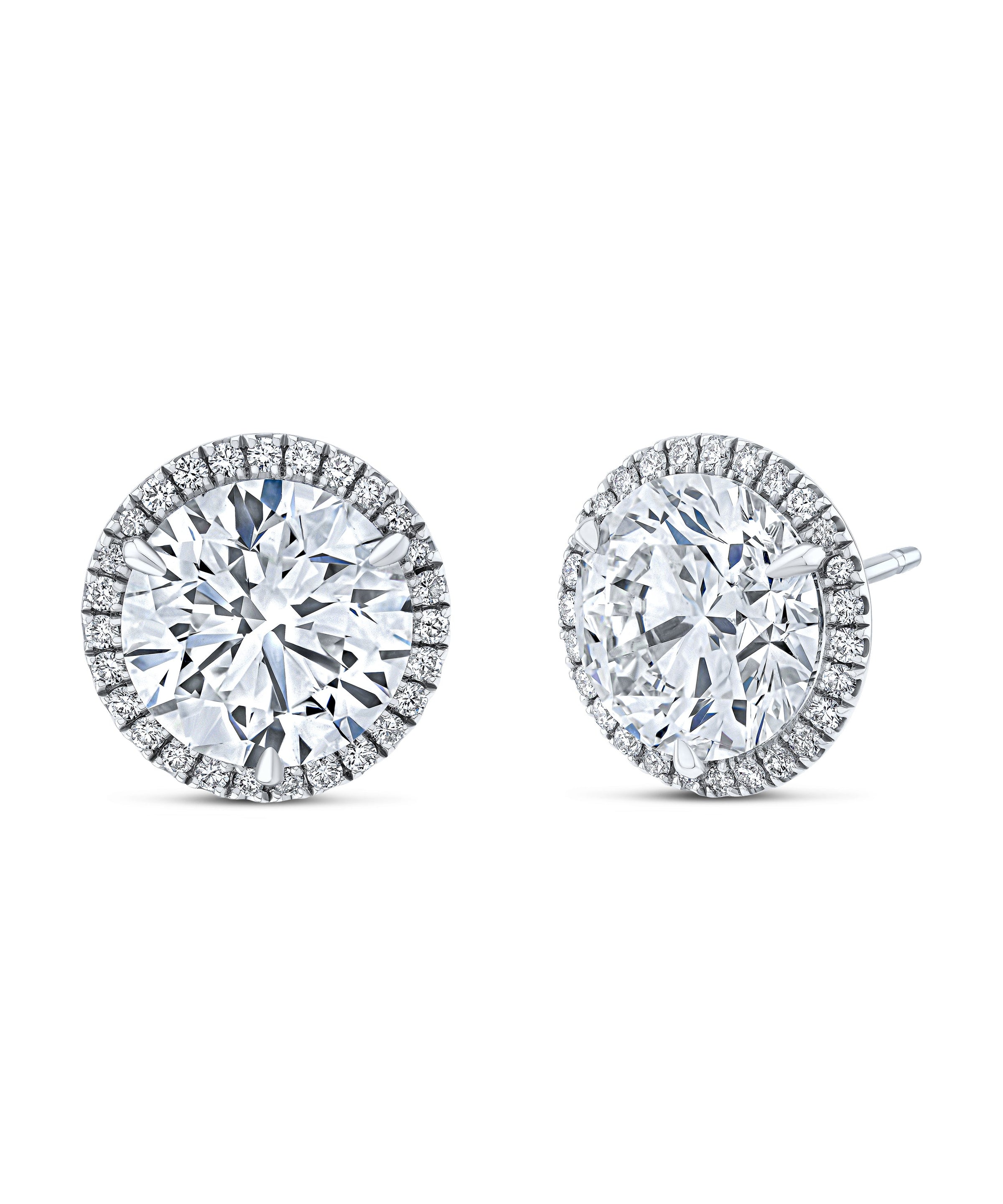 Round Diamond Earrings with Pave Halo