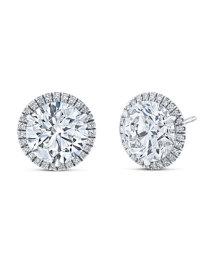 Round Diamond Earrings with Pave Halo