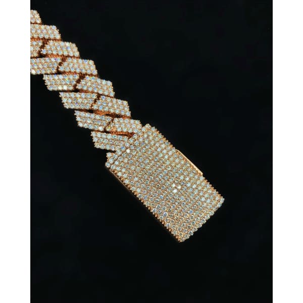 19.80ct. Natural Diamond Cuban Bracelet Set In 10K Rose Gold, Round Brilliant Cut