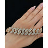 19.80ct. Natural Diamond Cuban Bracelet Set In 10K Rose Gold, Round Brilliant Cut