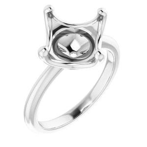 10K White 10 mm Cushion Engagement Ring Mounting