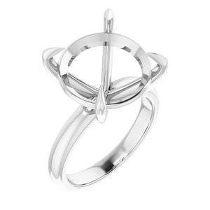 10K White 15 mm Round Solitaire Engagement Ring Mounting