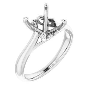 10K X1 White  8x8 mm Asscher Solitaire Engagement Ring Mounting