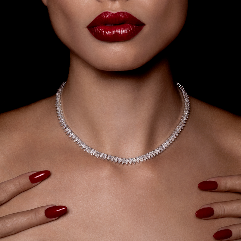 Straight Line Pear Diamond Necklace