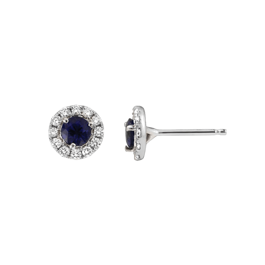 Blue Sapphire and Diamond Studs