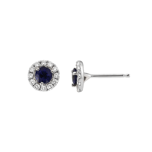 Blue Sapphire and Diamond Studs
