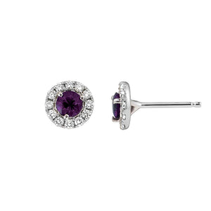 Amethyst and Diamond Halo Earrings